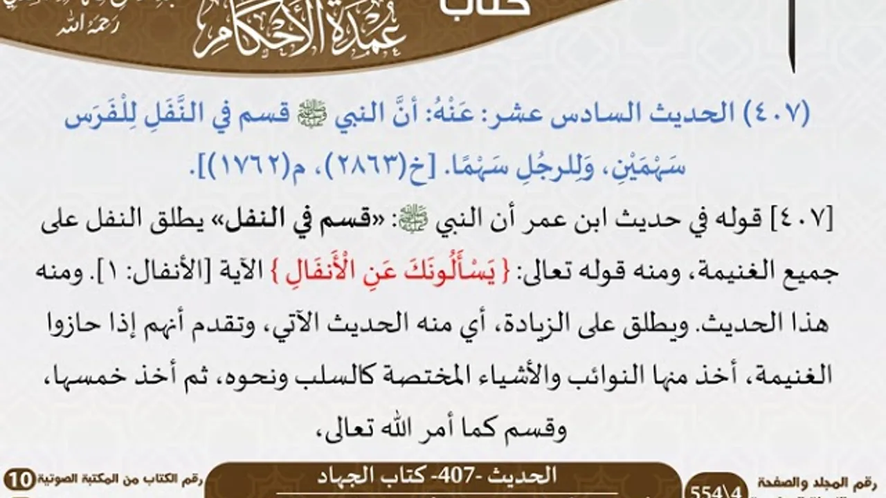 402 - الحديث -407- كتاب الجهاد من شرح الشيخ السعدي على عمدة الأحكام - كبار العلماء