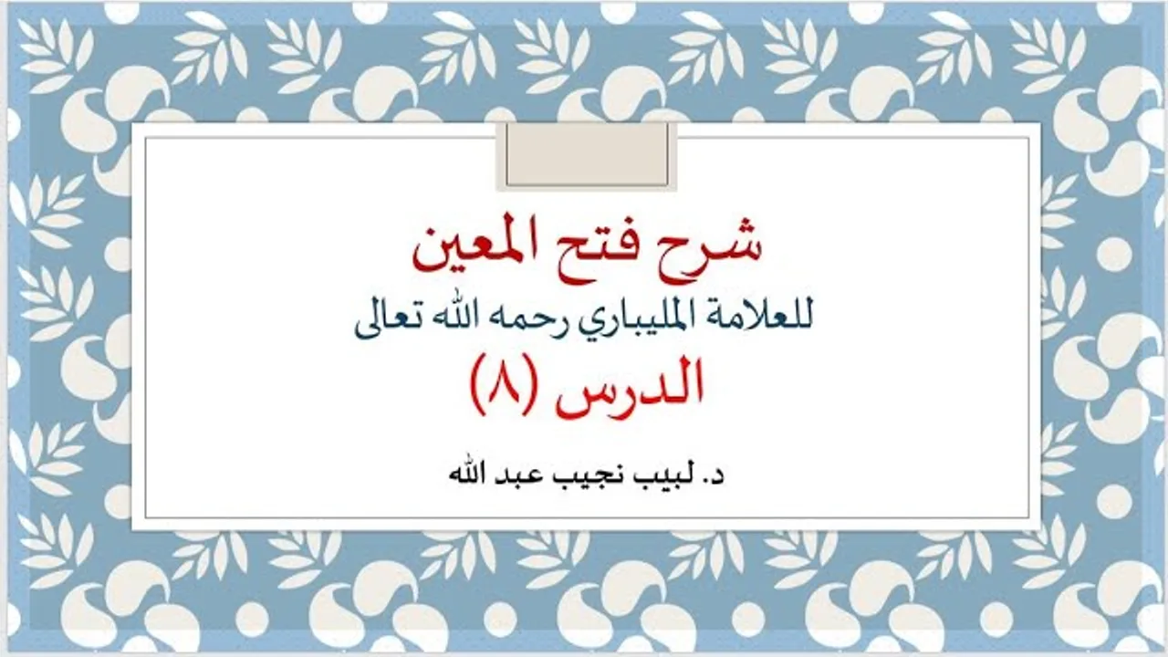 شرح فتح المعين للعلامة الفقيه المليباري - 8