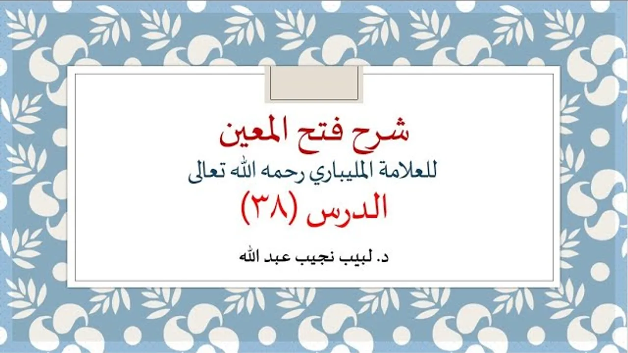 شرح فتح المعين للعلامة الفقيه المليباري - 38