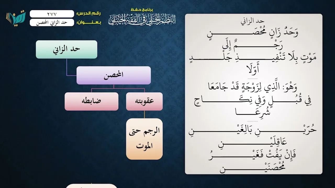 277 شرح النظم الجلي مع الإحمرار للشيخ عامر بهجت حد الزاني المحصن