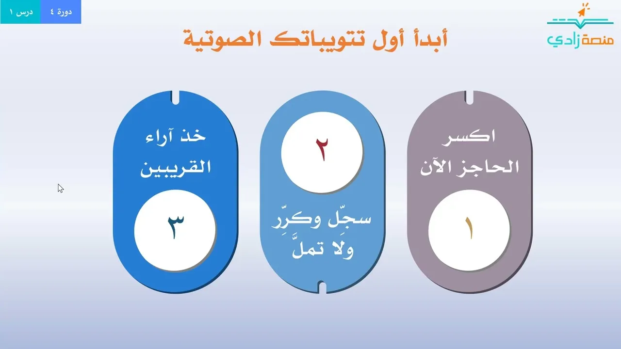 1ـ4ـ التتويب الصوتي   دورة 4    مهارات تتويبية متنوعة