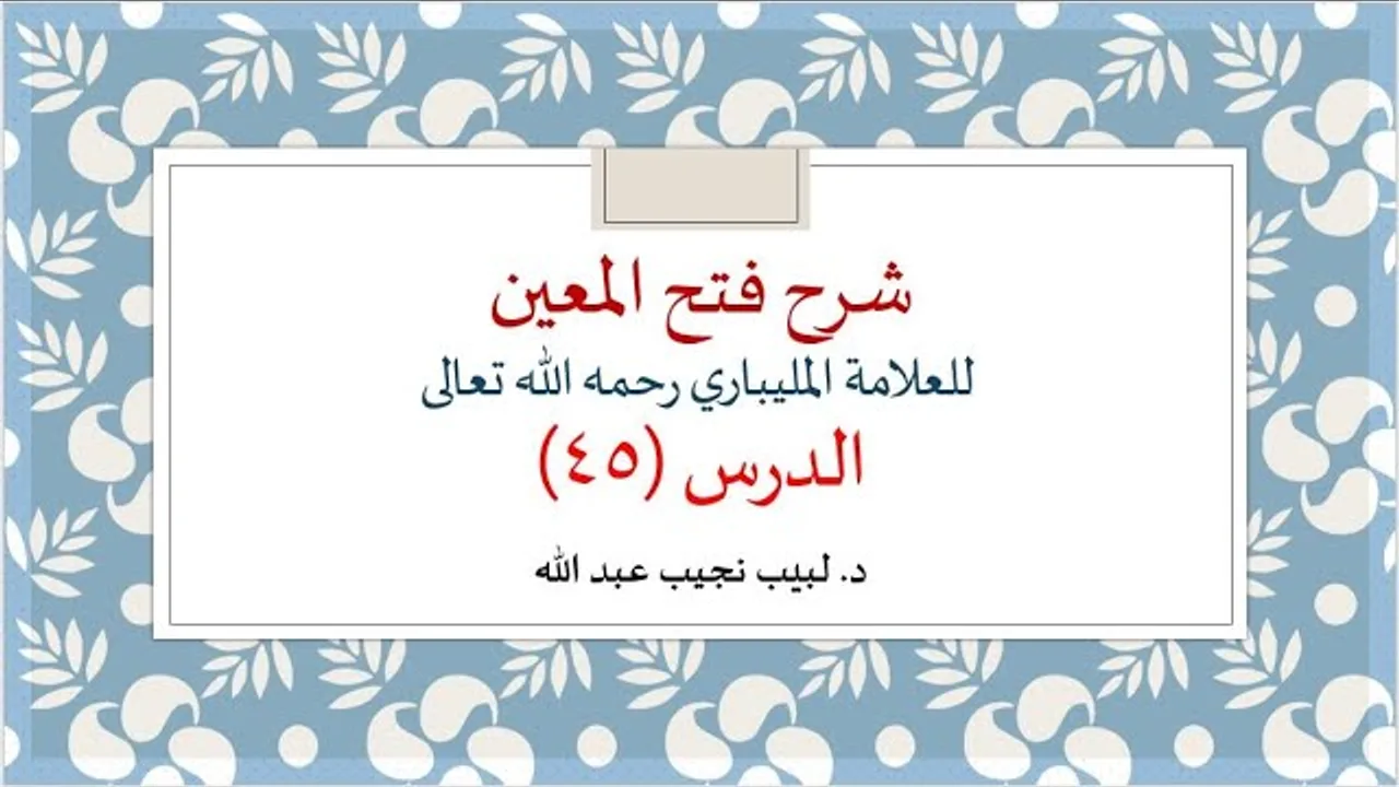 شرح فتح المعين للعلامة الفقيه المليباري - 45