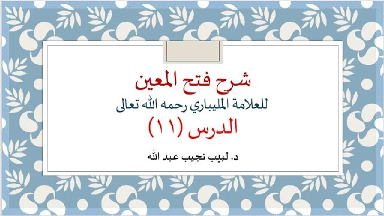 شرح فتح المعين للعلامة الفقيه المليباري - 11