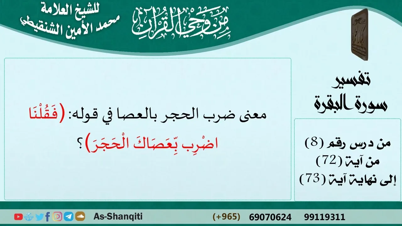 معنى ضرب الحجر بالعصا في قوله (فَقُلْنَا اضْرِب بِّعَصَاكَ الْحَجَرَ)؟ فتاوى الشيخ الشنقيطي