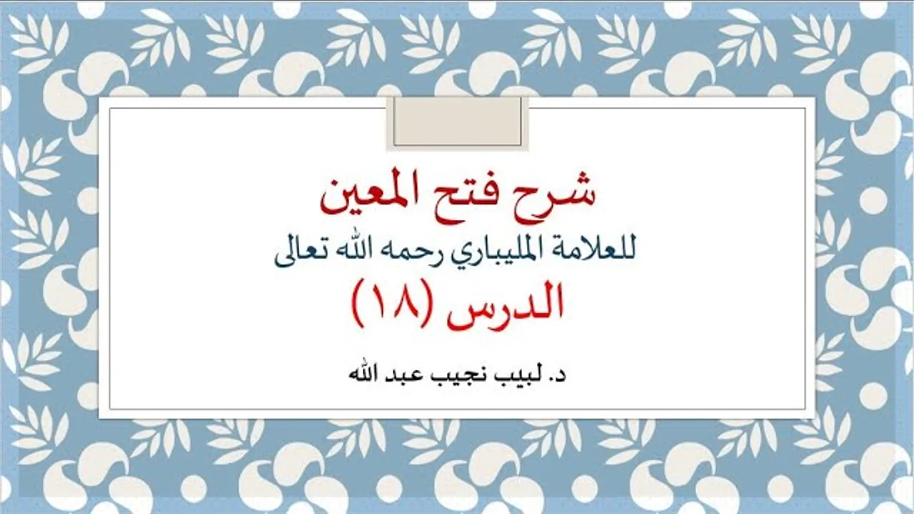 شرح فتح المعين للعلامة الفقيه المليباري - 18