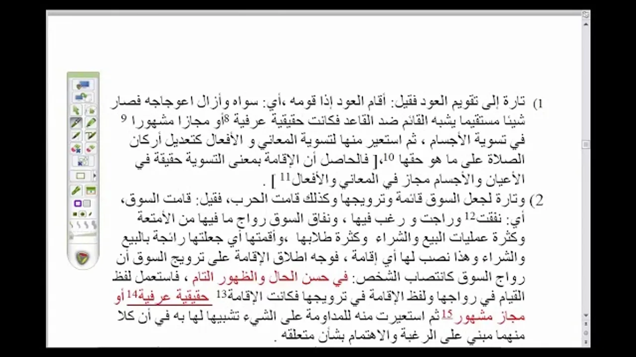 تدريبات على "تحفة الإخوان " ( 15)  أقوال العلماء في الاستعارة في {يقيمون الصلاة }