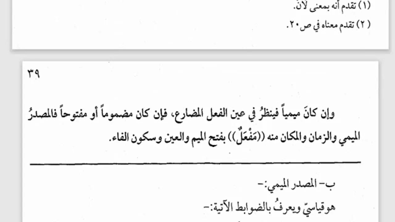 شرح  "المقصود  "(20) / اسم الزمان والمكان