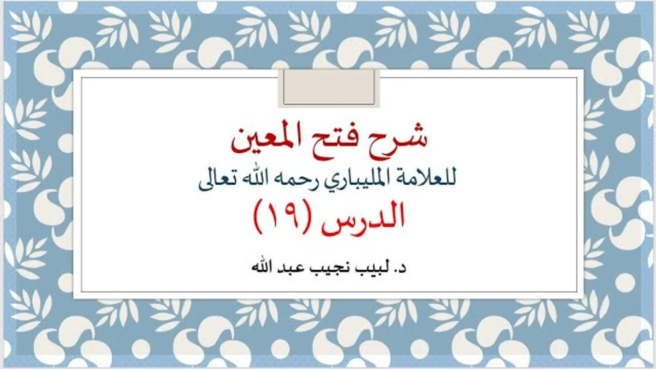 شرح فتح المعين للعلامة الفقيه المليباري - 19