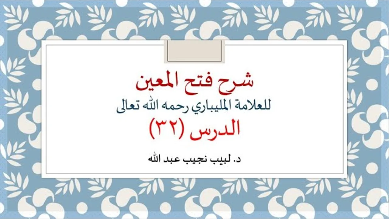 شرح فتح المعين للعلامة الفقيه المليباري - 32