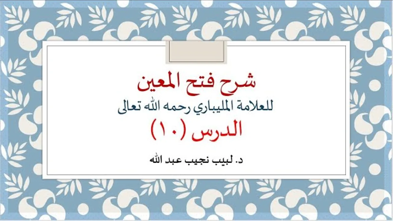 شرح فتح المعين للعلامة الفقيه المليباري - 10