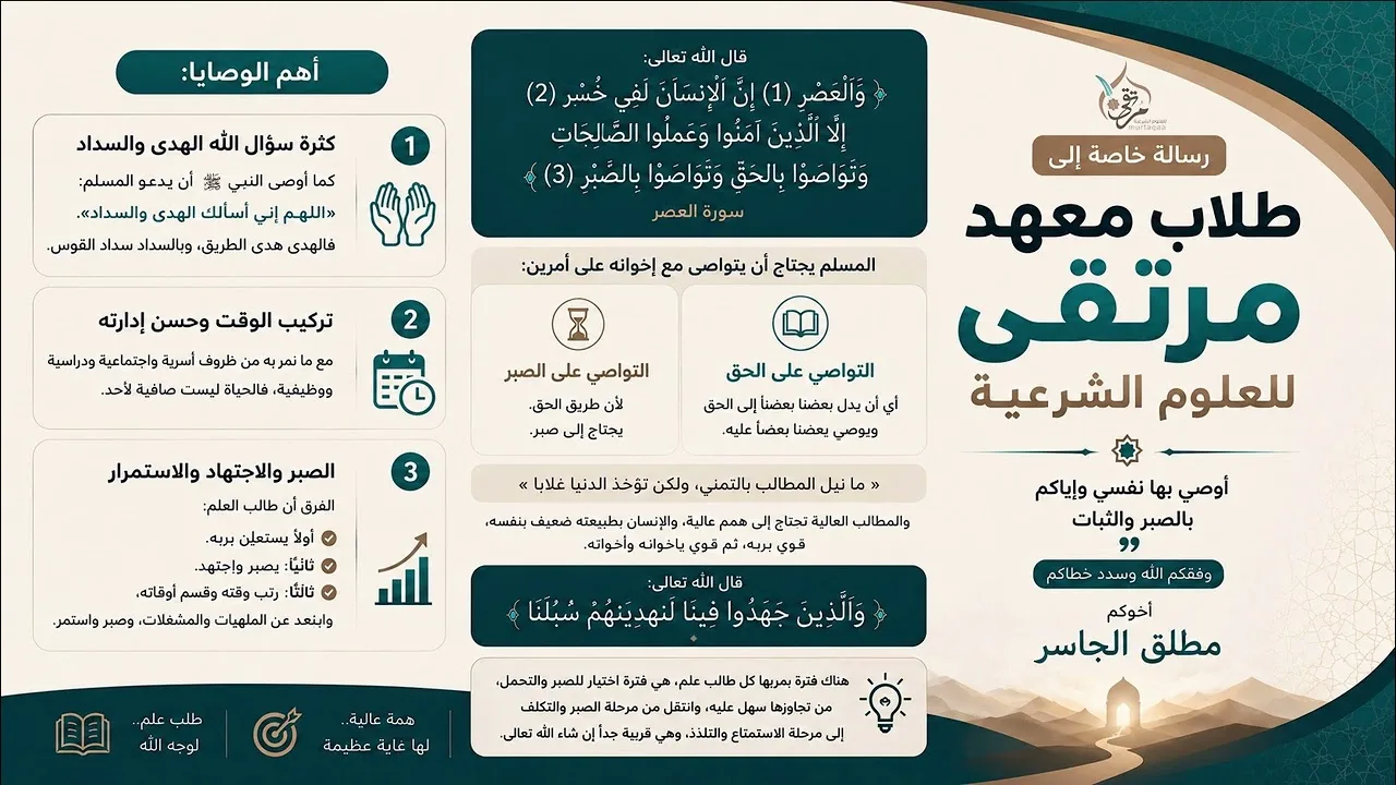 رسالة خاصة من د. مطلق الجاسر إلى طلاب معهد مرتقى