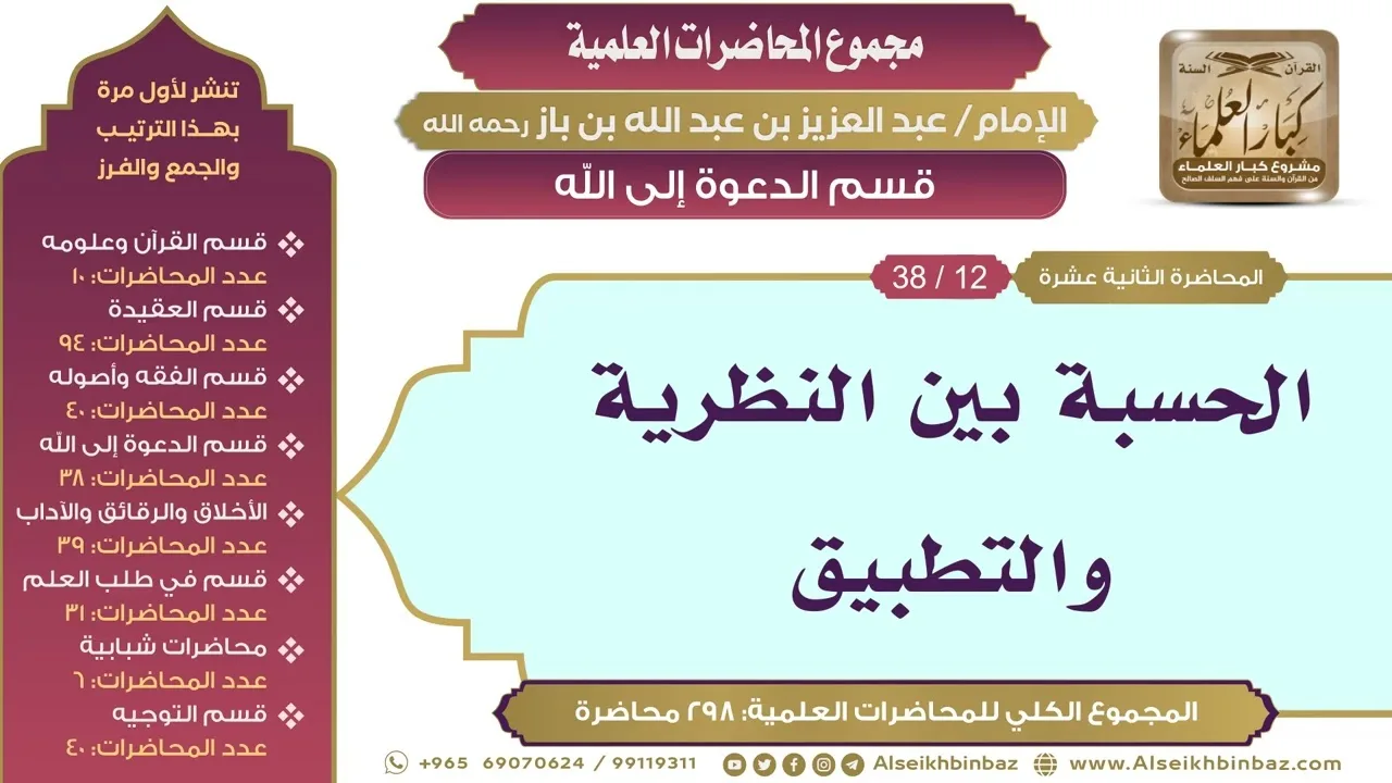 [156/ 298] الحسبة بين النظرية والتطبيق - الشيخ عبدالعزيز بن باز II قسم الدعوة إلى الله [12/ 38]
