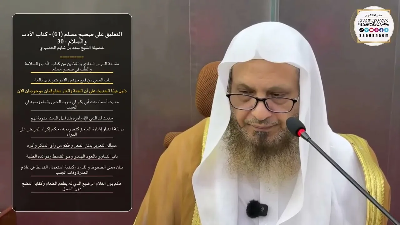 التعليق على صحيح مسلم  (61) - كتاب الأدب والسلام - 30 لفضيلة الشيخ سعد بن شايم الحضيري