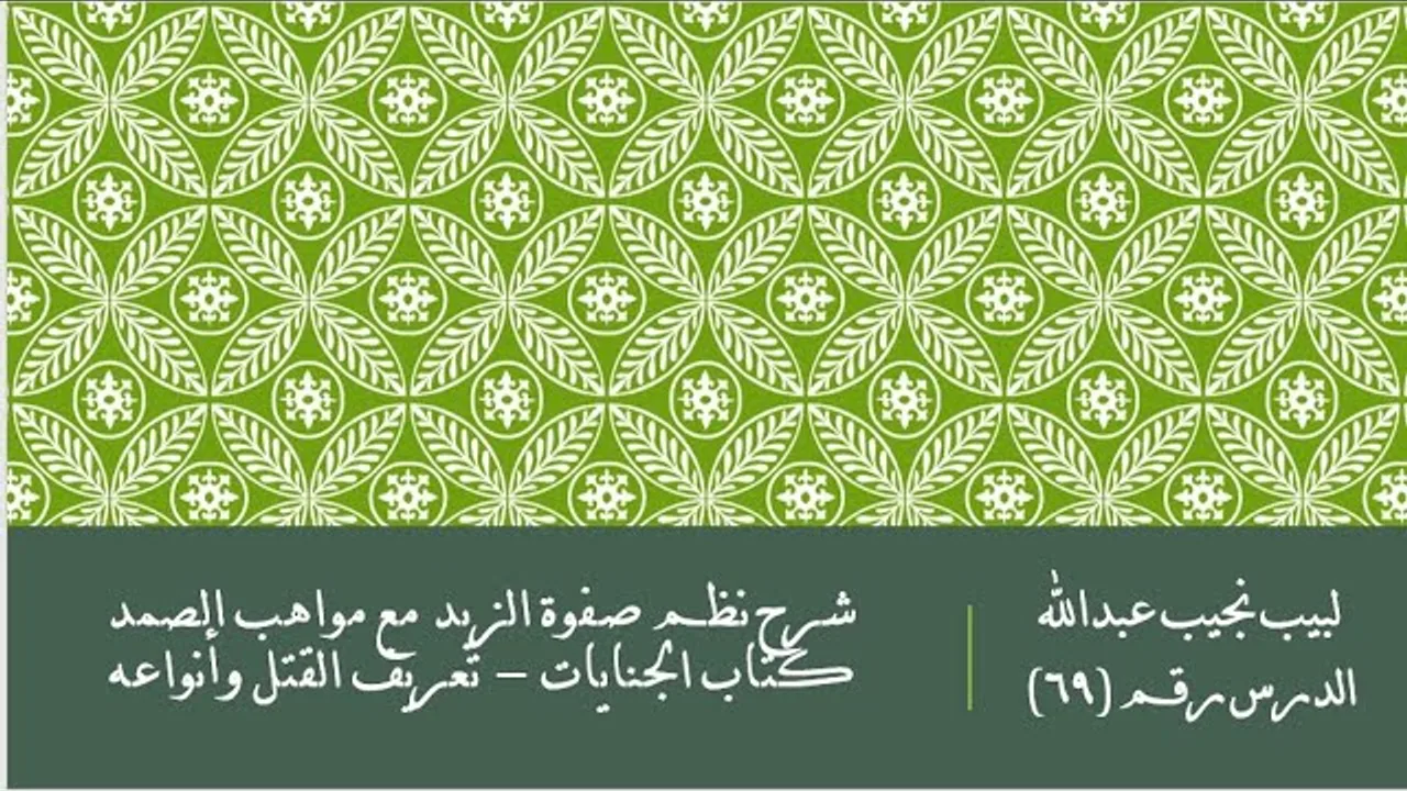 التعليق على نظم صفوة الزبد - 69 - كتاب الجنايات - أنواع الجنايات