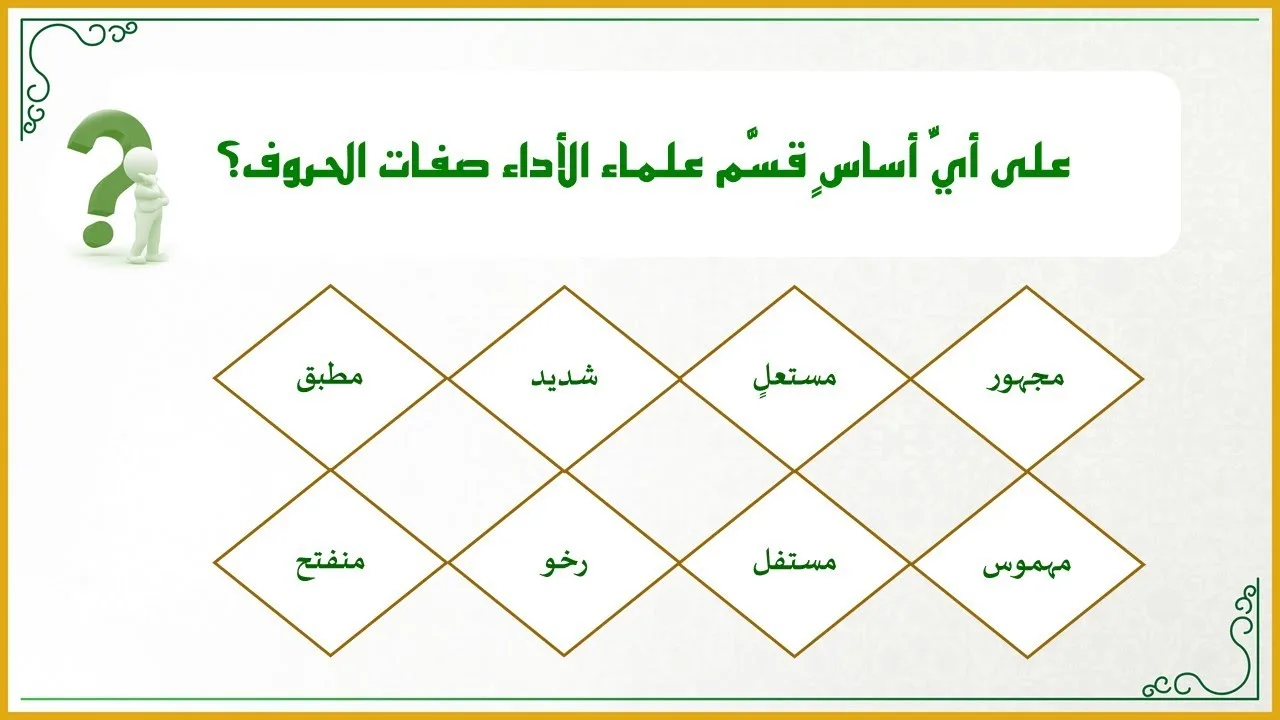 دقائق تجويدية 11 : على أيِّ أساسٍ قسَّم علماء الأداء صفات الحروف؟ (تطبيقات عملية لفهم صفات الحروف)