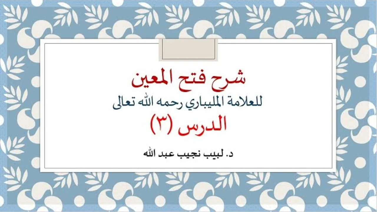 شرح فتح المعين للعلامة الفقيه المليباري - 3