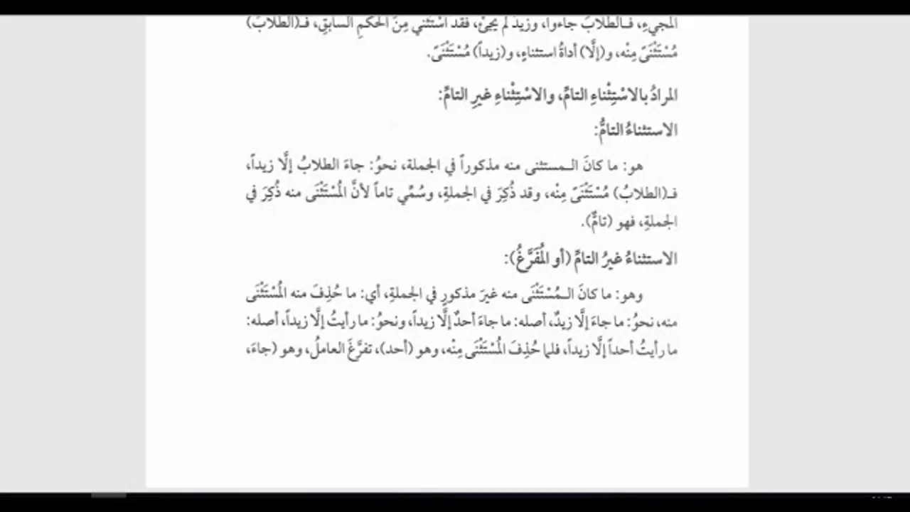 شرح التسهيل لمعاني المقدمة الآجرومية  (54) باب الاستثناء