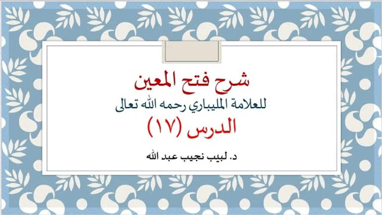 شرح فتح المعين للعلامة الفقيه المليباري - 17