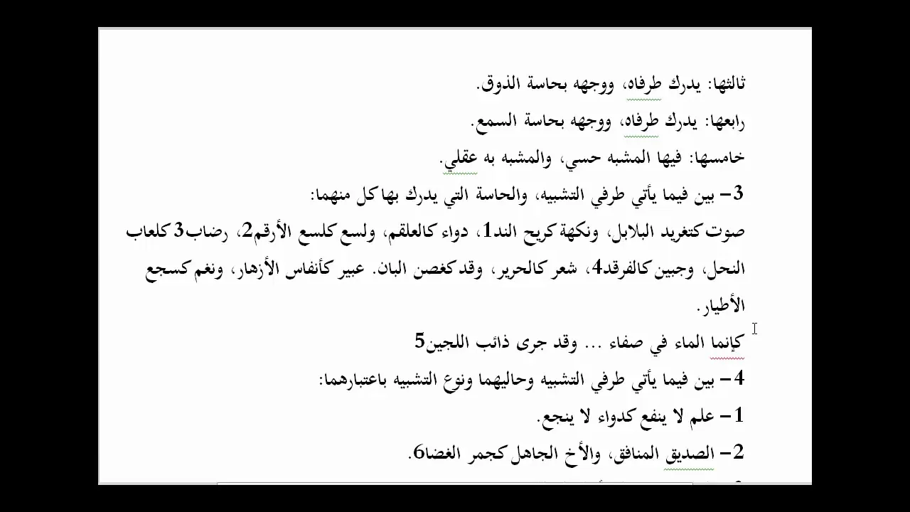 المنهاج الواضح ( 15) تمرينات على التشبيه