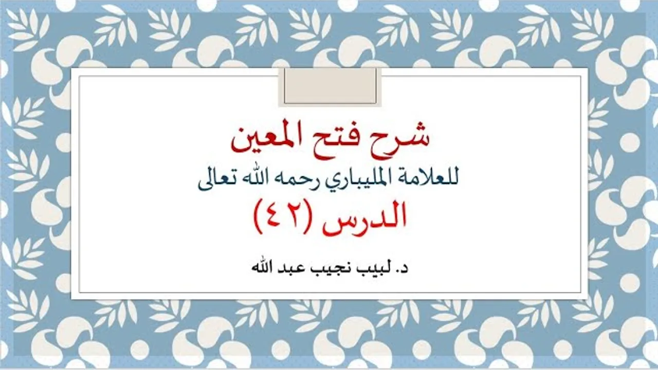 شرح فتح المعين للعلامة الفقيه المليباري - 42