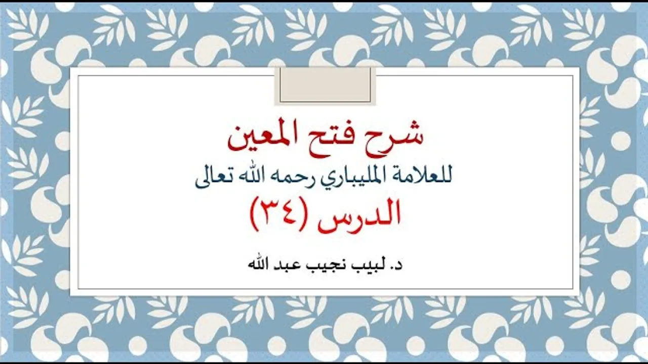 شرح فتح المعين للعلامة الفقيه المليباري - 34