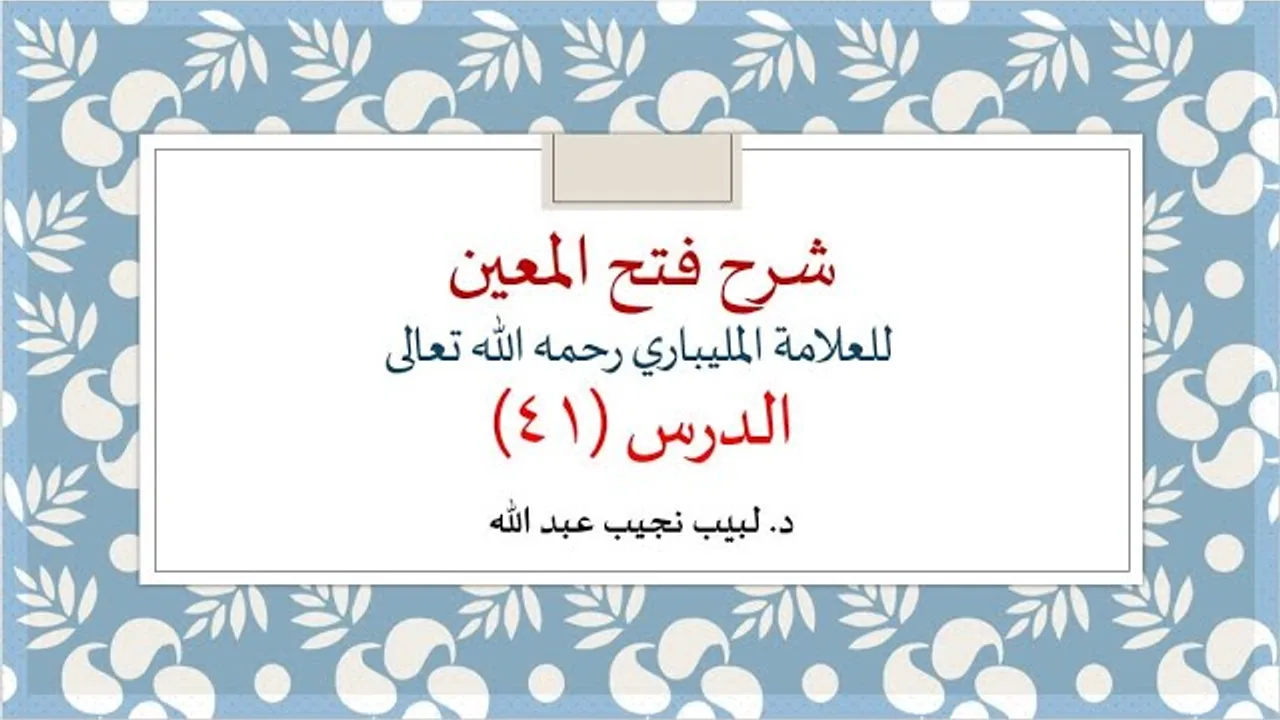 شرح فتح المعين للعلامة الفقيه المليباري - 41