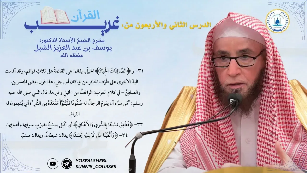 الدرس الثاني والأربعون من دورة شرح غريب القرآن لابن قتيبة لفضيلة الشيخ يوسف الشبل