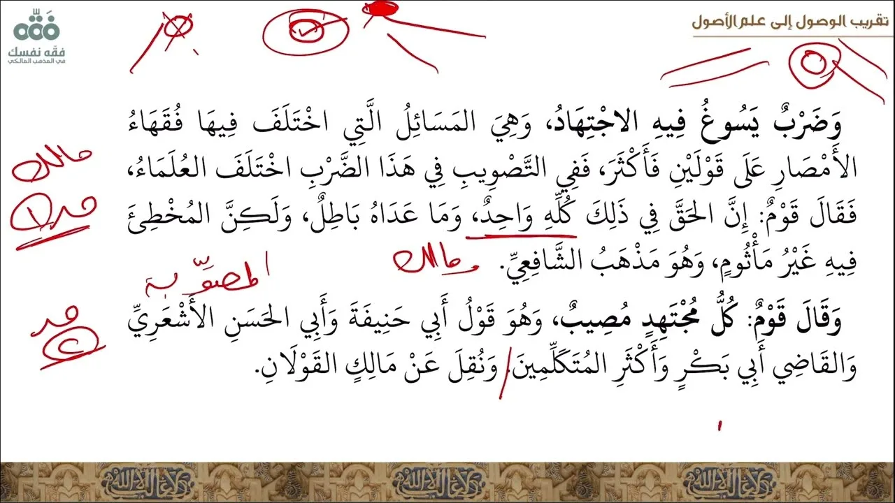 (42) الباب (3و4و5): التصويب والتقليد و.. - الفن الخامس في الاجتهاد ... | تقريب الوصول إلى علم الأصول