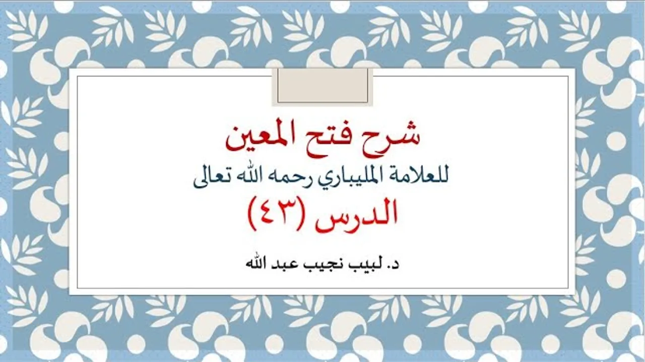 شرح فتح المعين للعلامة الفقيه المليباري - 43