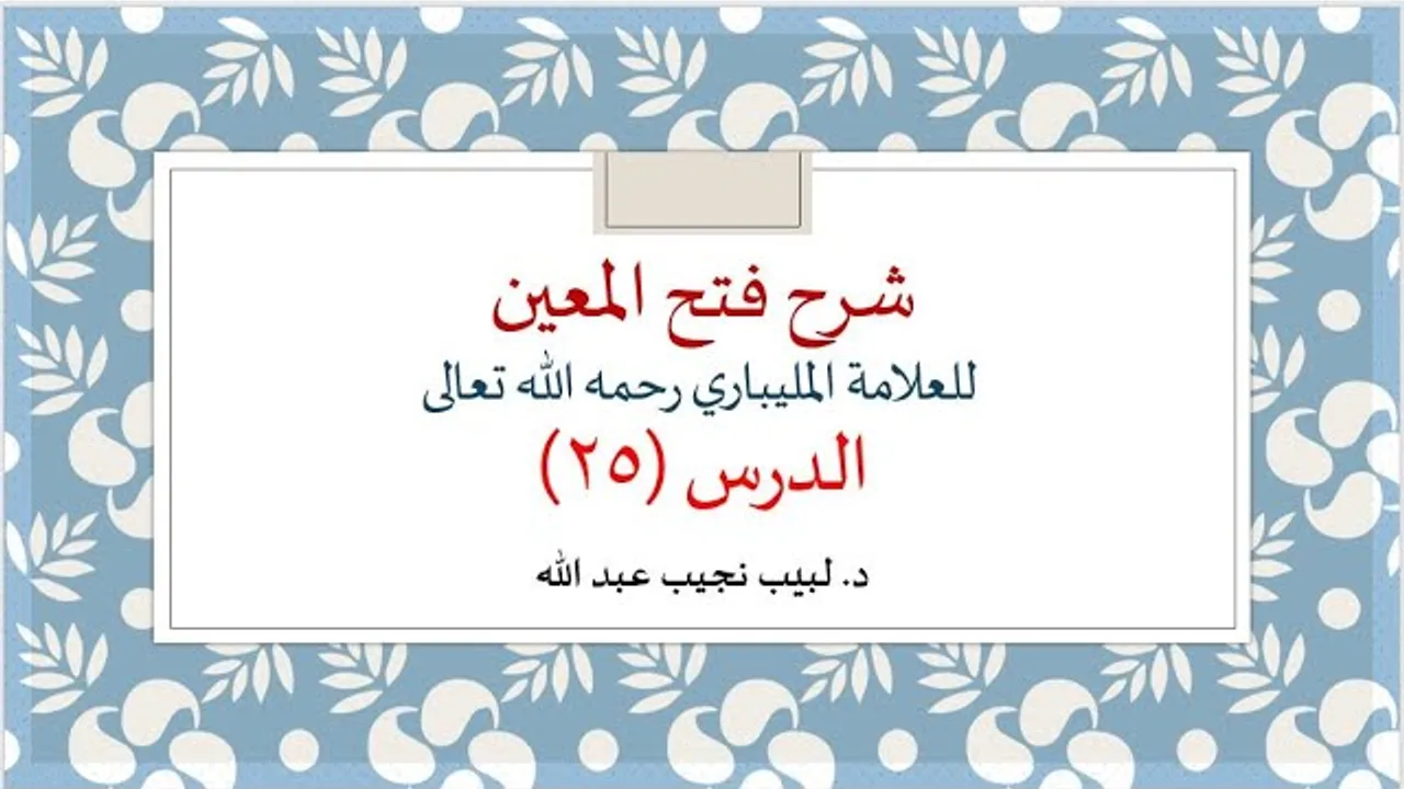 شرح فتح المعين للعلامة الفقيه المليباري - 25