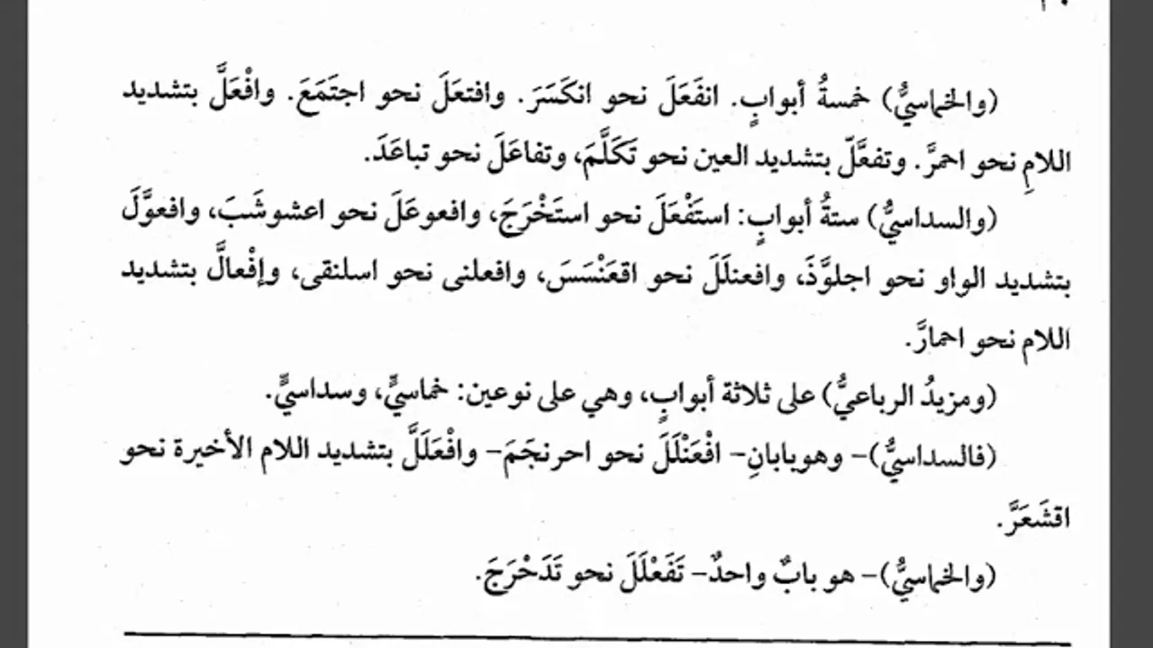 شرح  "المقصود في عِلْمِ التَّصْريفِ "(10) /الثلاثي المزيد مع مراجعة جميع الأبواب