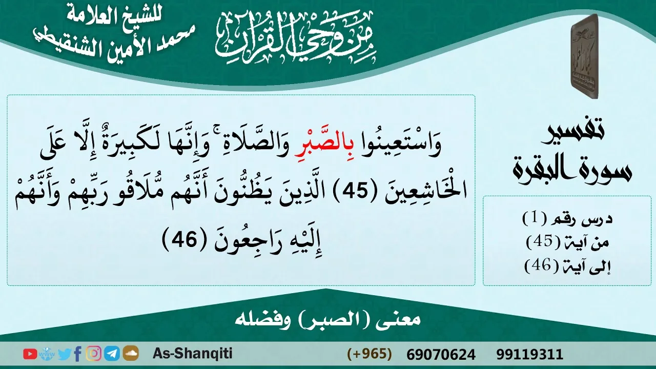 معنى (الصبر) وفضله للشيخ الشنقيطي - مشروع كبار العلماء