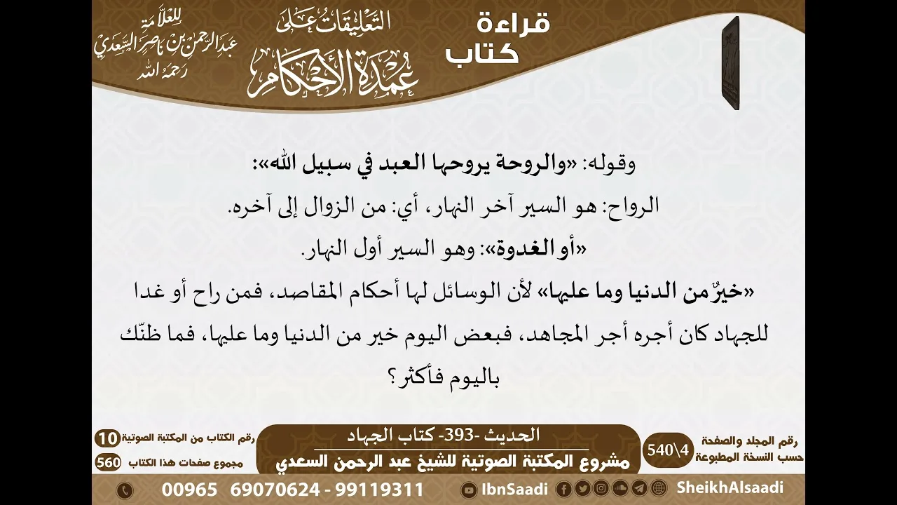 17-كتاب الجهاد من شرح الشيخ السعدي على عمدة الأحكام   كبار العلماء