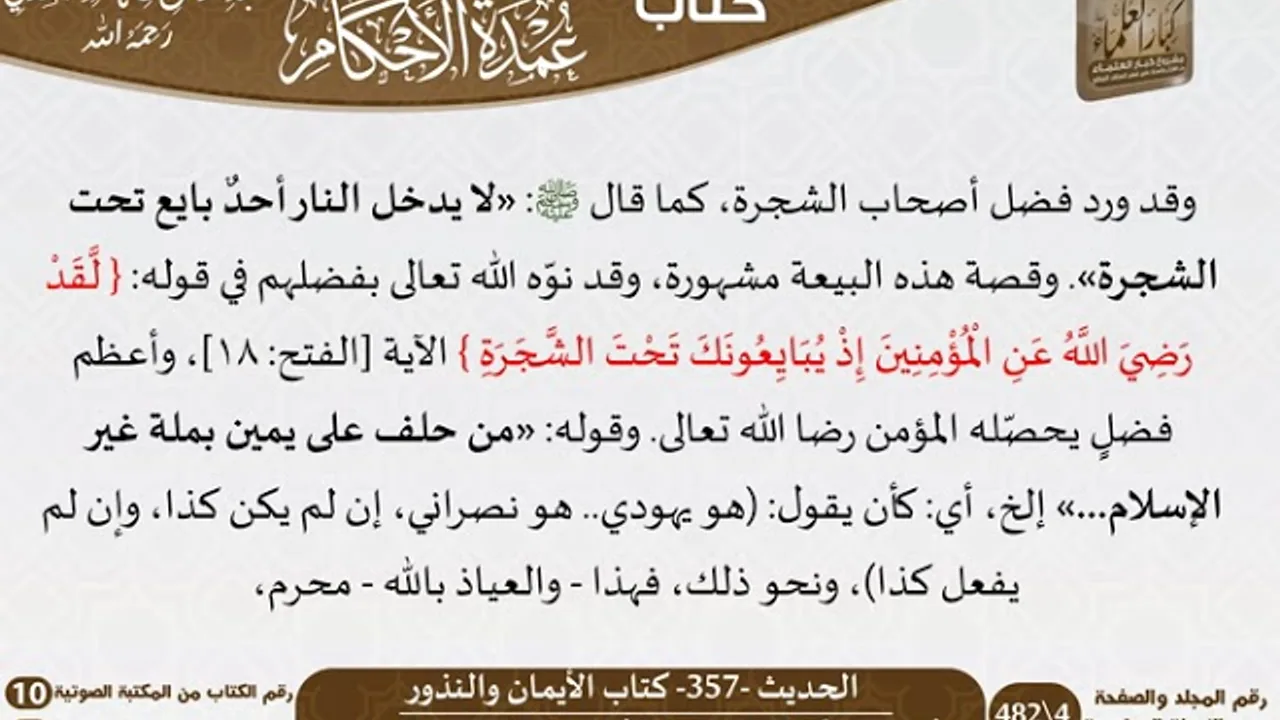 13-كتاب الأيمان والنذور من شرح الشيخ السعدي على عمدة الأحكام   كبار العلماء