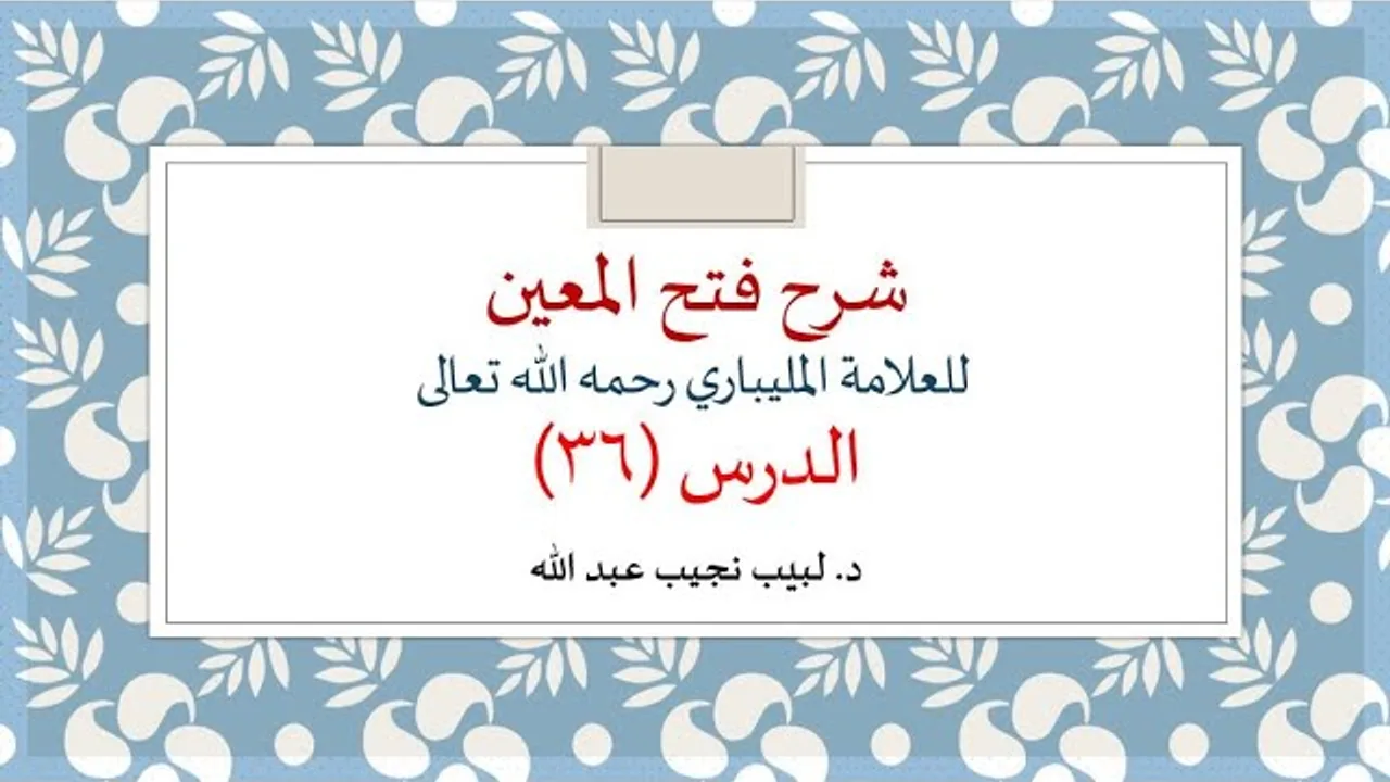 شرح فتح المعين للعلامة الفقيه المليباري - 36