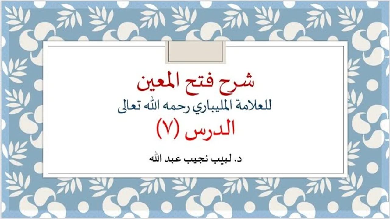 شرح فتح المعين للعلامة الفقيه المليباري - 7