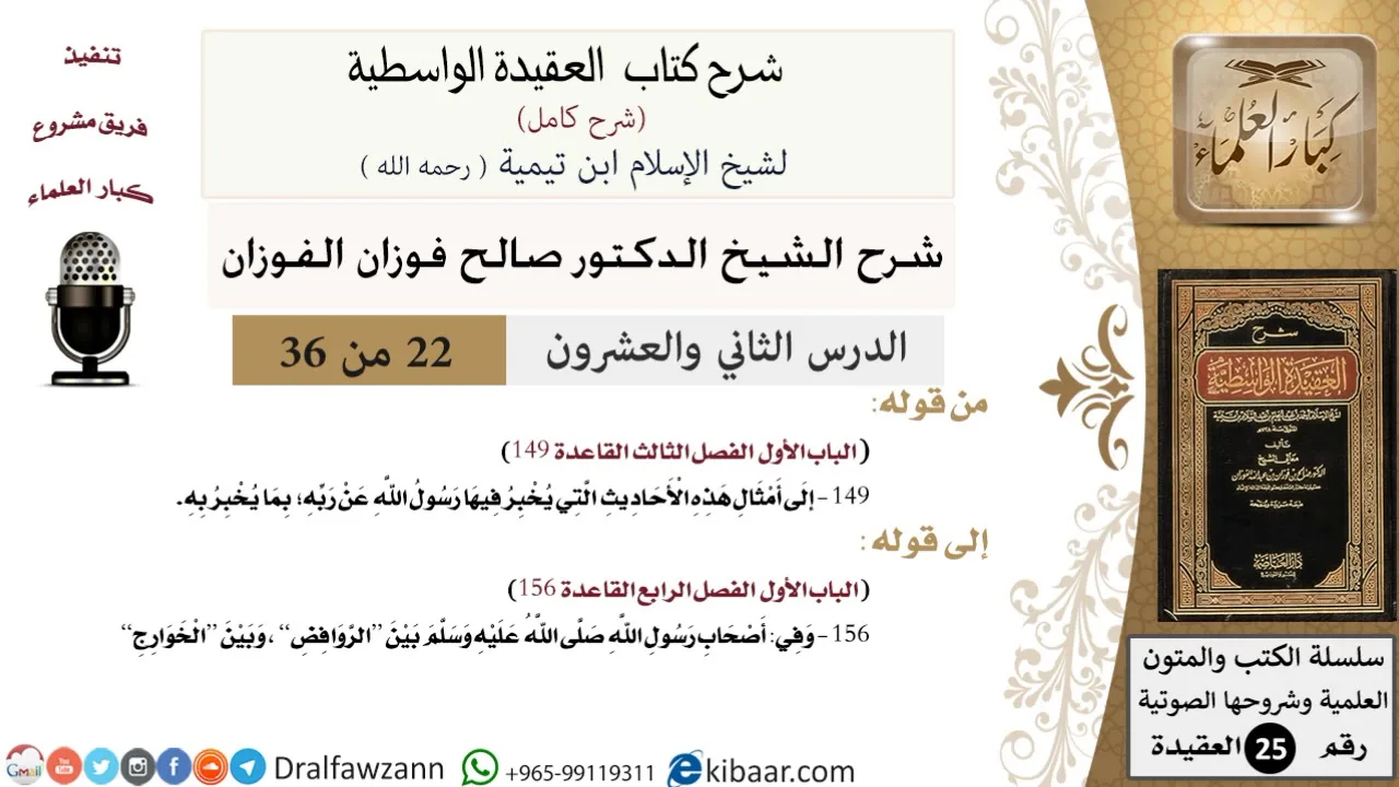 22 من 36 /شرح العقيدة الواسطية (شرح قديم)/الأحاديث التي يخبر فيها رسول الله عن ربه/صالح الفوزان