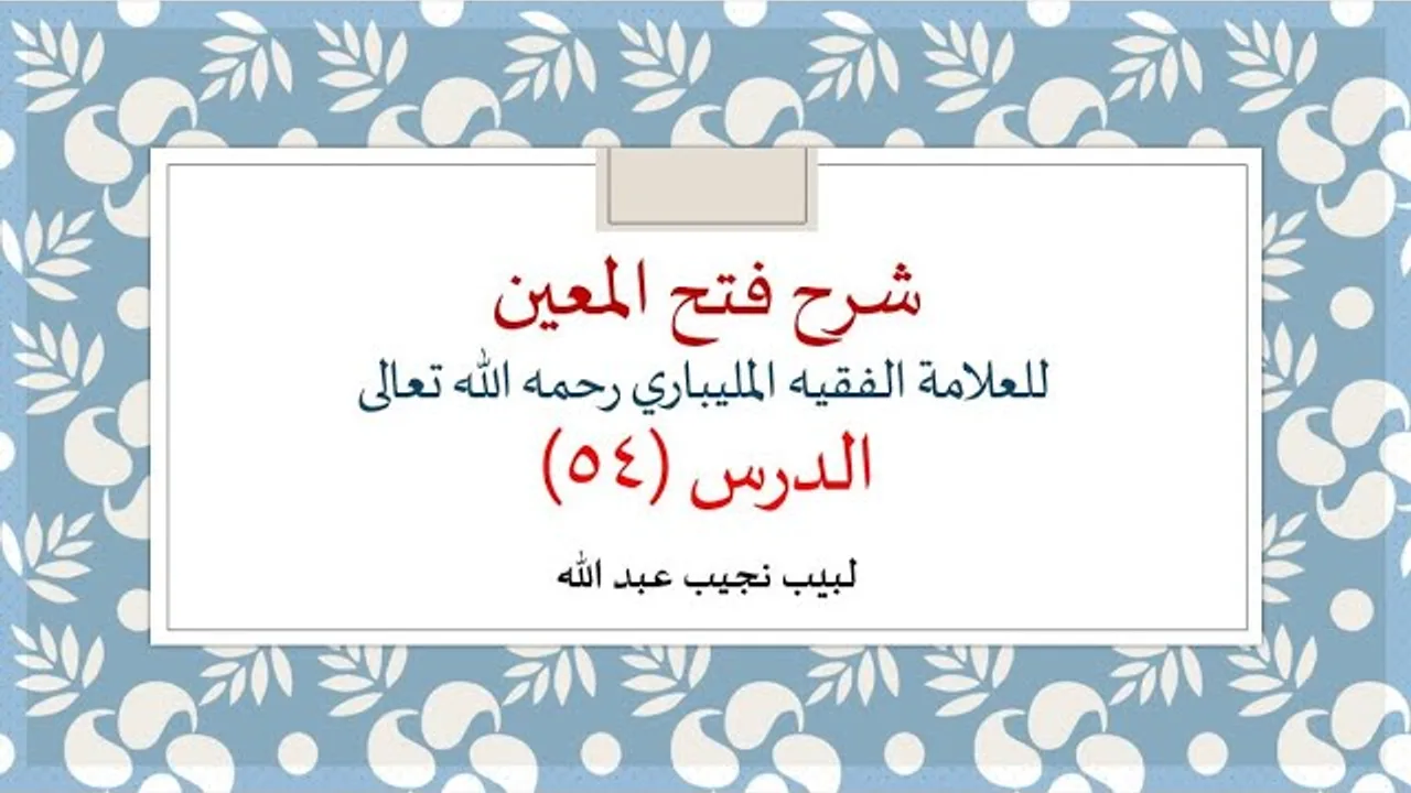 شرح فتح المعين للعلامة الفقيه المليباري - 54
