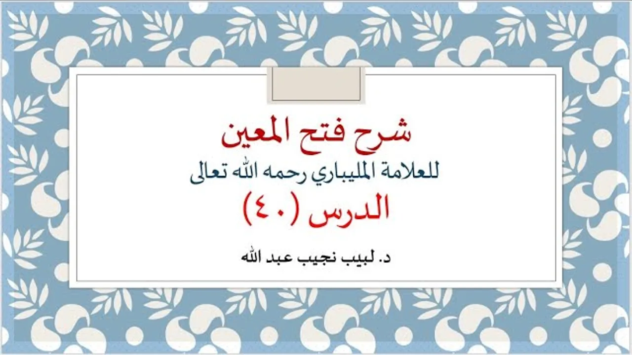 شرح فتح المعين للعلامة الفقيه المليباري - 40