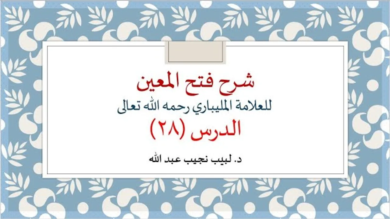 شرح فتح المعين للعلامة الفقيه المليباري - 28