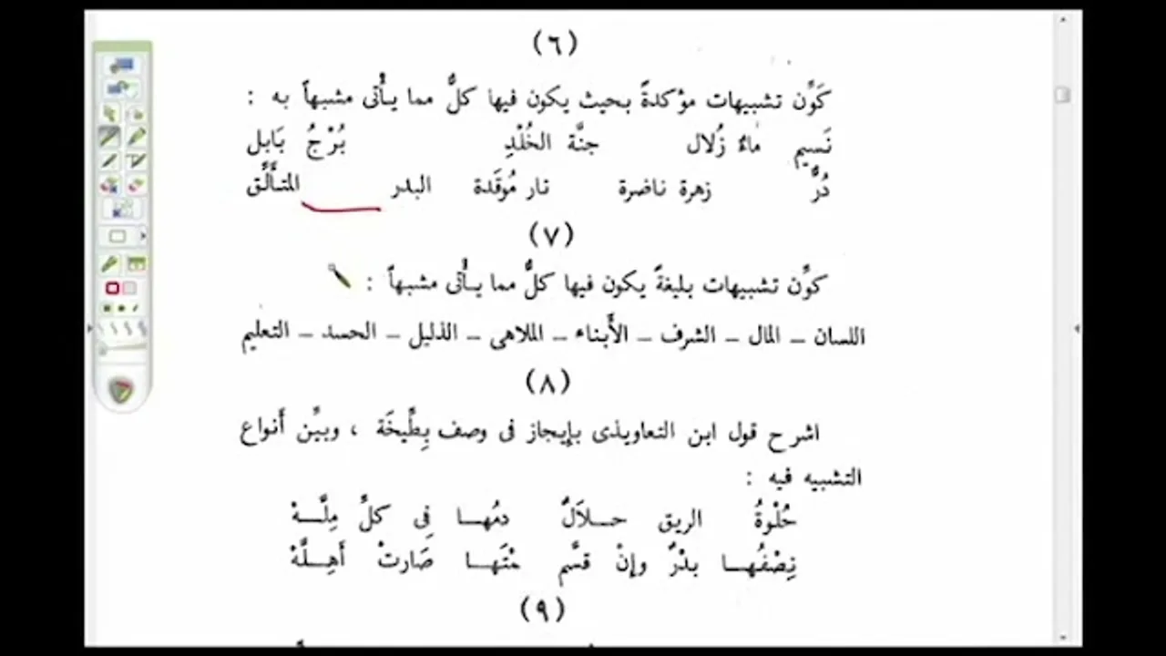 البلاغة الواضحة ( 9)  الجزء الثالث من أقسام التشبيه