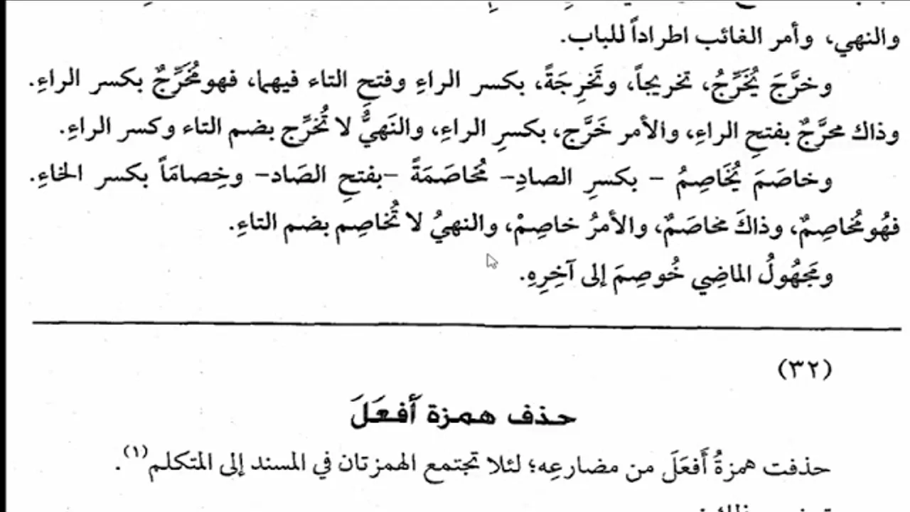 شرح  "المقصود في عِلْمِ التَّصْريفِ "(43) /الثلاثي المزيد بحرف (أخرج)