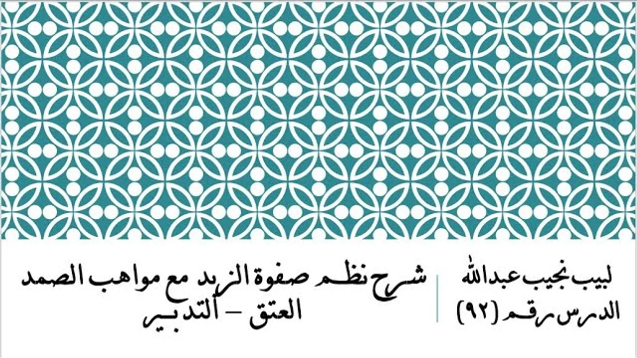 التعليق على نظم صفوة الزبد - 92 - العتق - التدبير