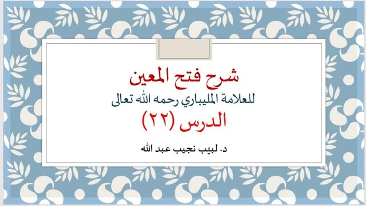 شرح فتح المعين للعلامة الفقيه المليباري - 22