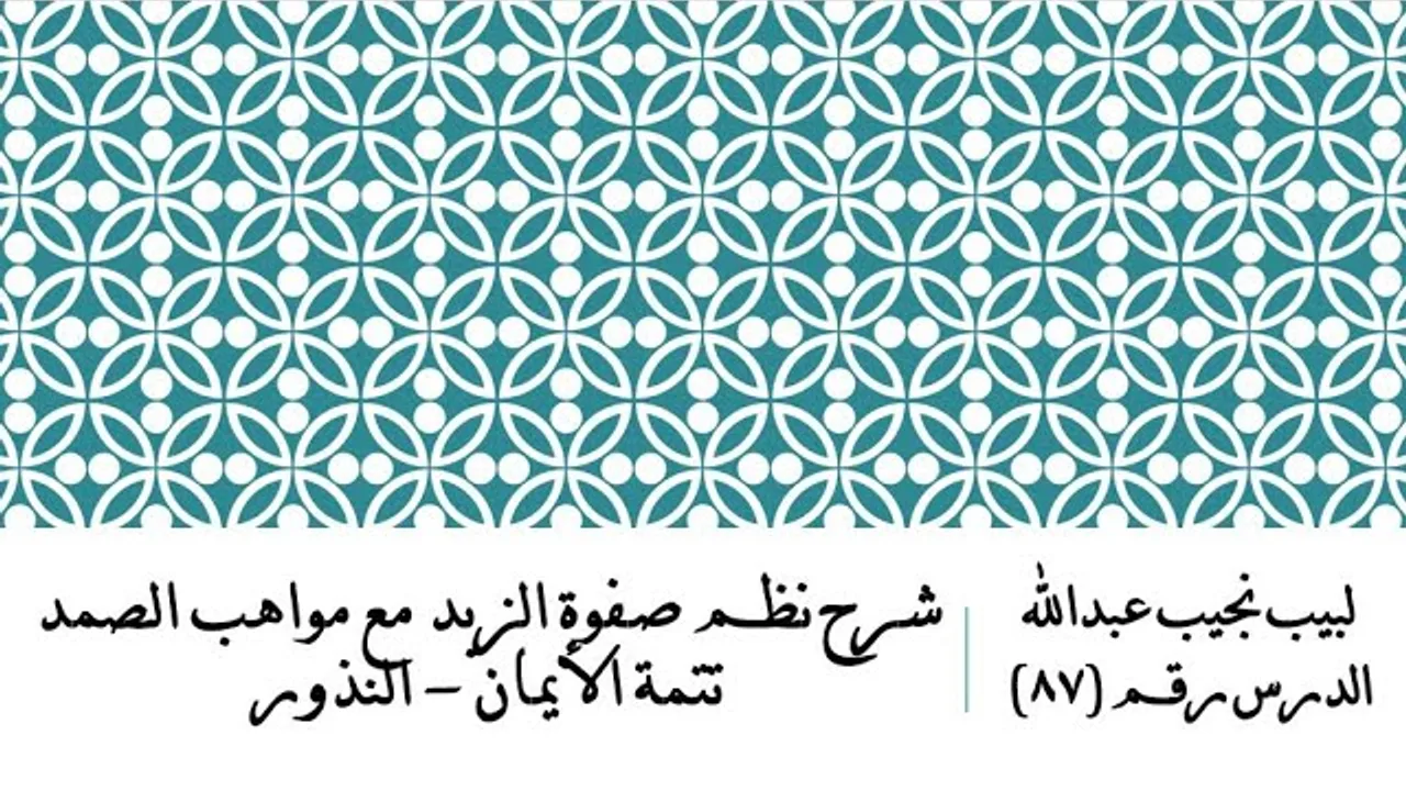 التعليق على نظم صفوة الزبد - 87 - تتمة باب الأيمان - والنذور