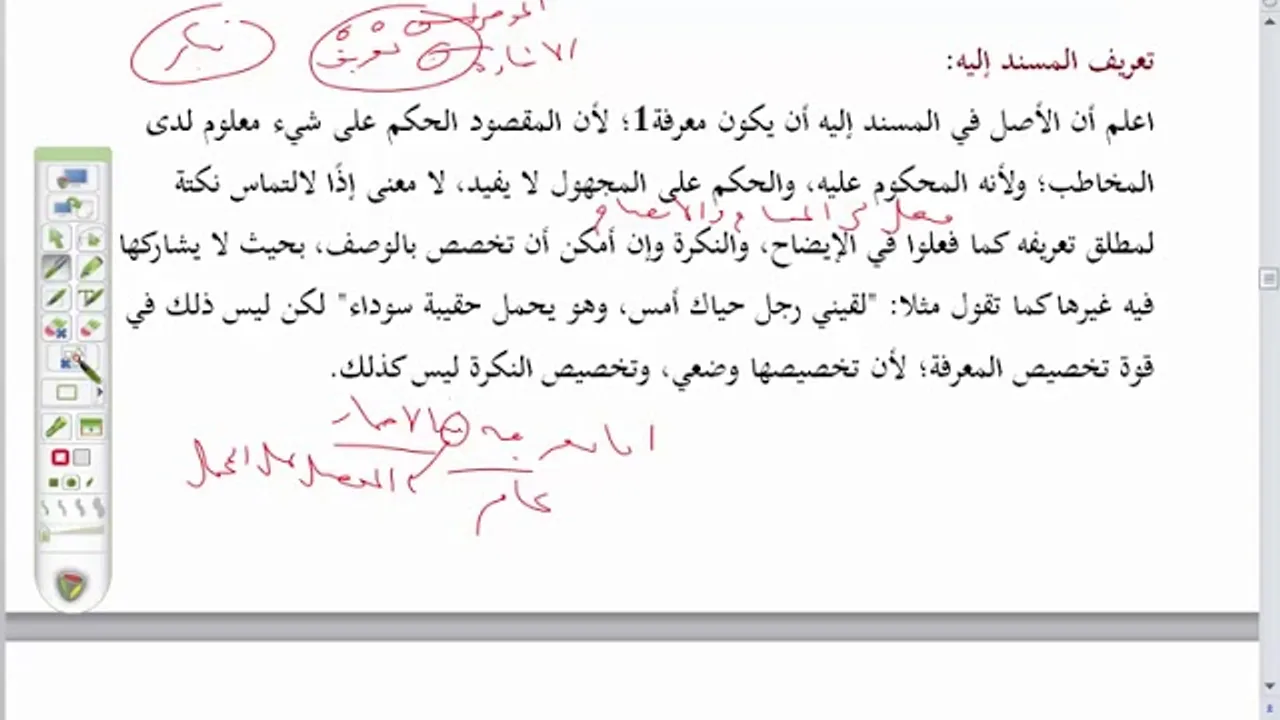 المنهاج الواضح (24) تعريف المسند إليه