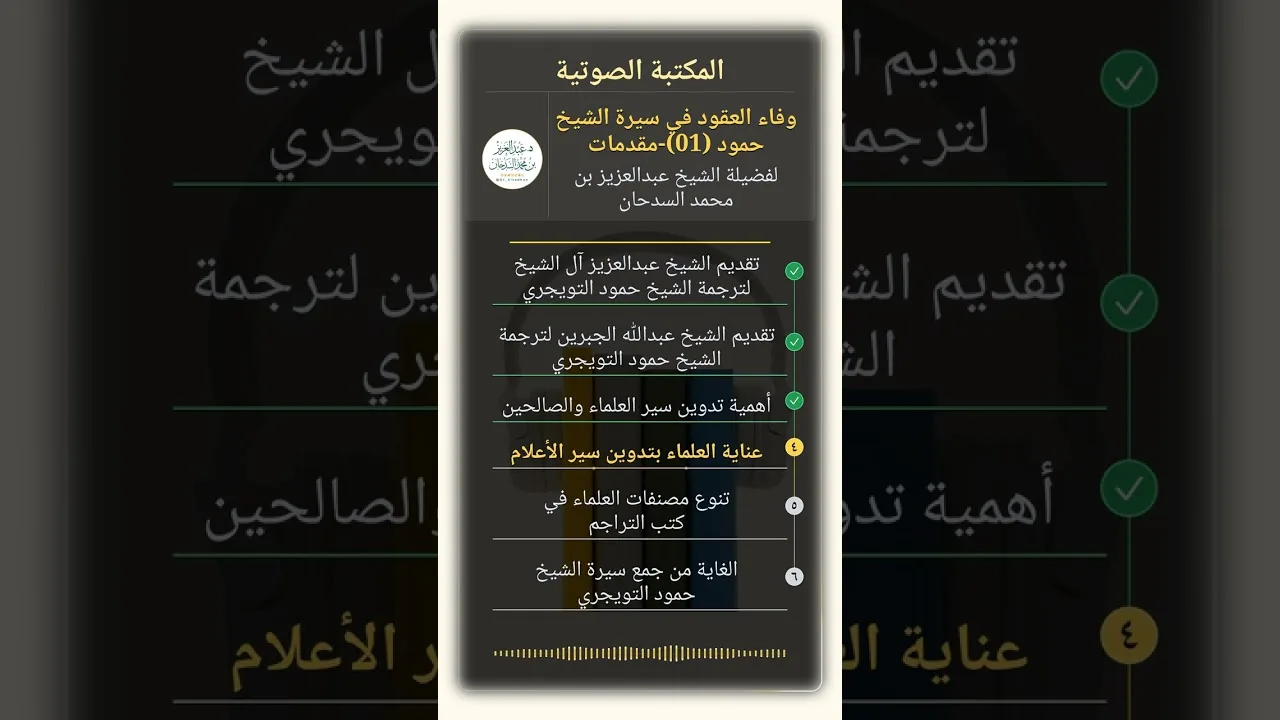 وفاء العقود في سيرة الشيخ حمود (01)-مقدمات للشيخ عبدالعزيز السدحان