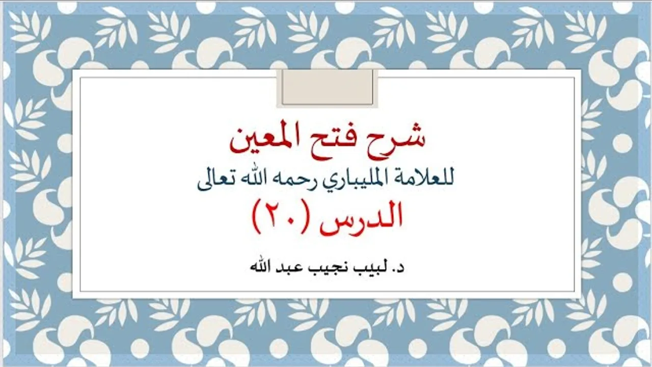 شرح فتح المعين للعلامة الفقيه المليباري - 20