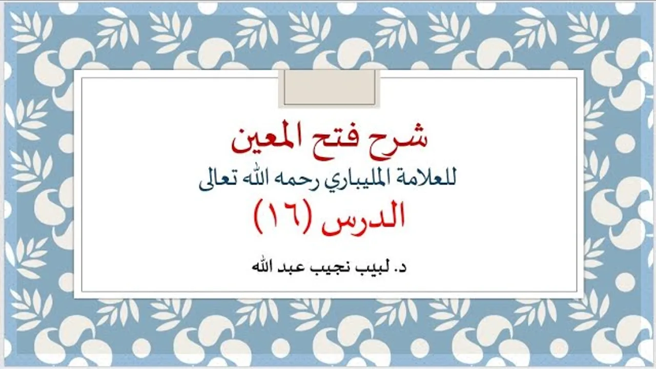 شرح فتح المعين للعلامة الفقيه المليباري - 16