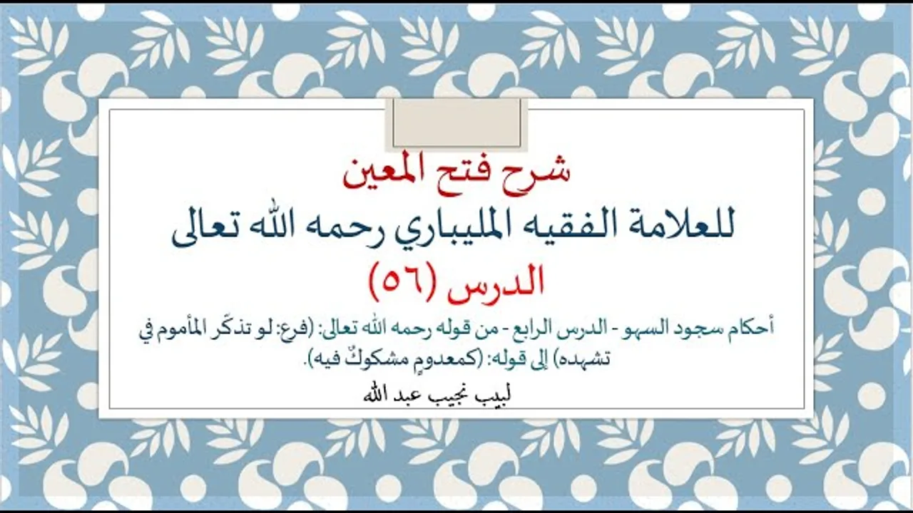 شرح فتح المعين للعلامة الفقيه المليباري - 56